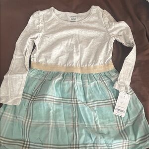 Carter's Casual Dress - Light Gray and Mint Plaid